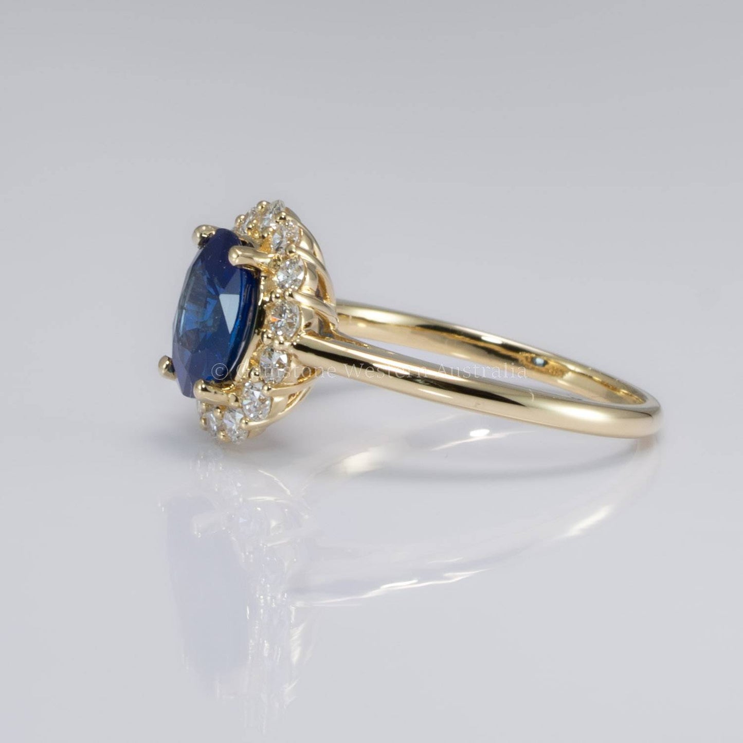 1.68ct Blue Sapphire Ring ft. Halo of Round Diamonds | Natural Sapphire Halo Ring