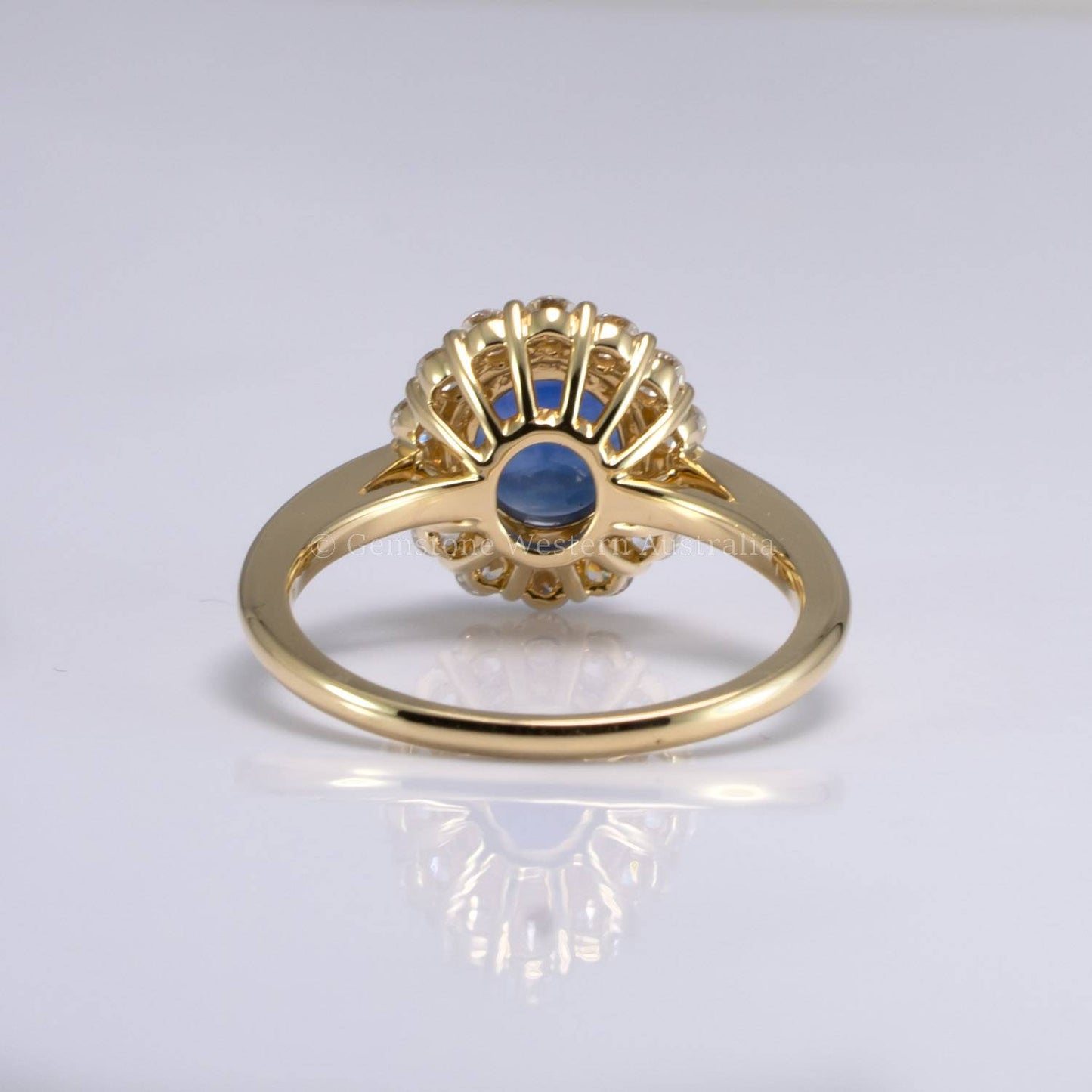 1.68ct Blue Sapphire Ring ft. Halo of Round Diamonds | Natural Sapphire Halo Ring