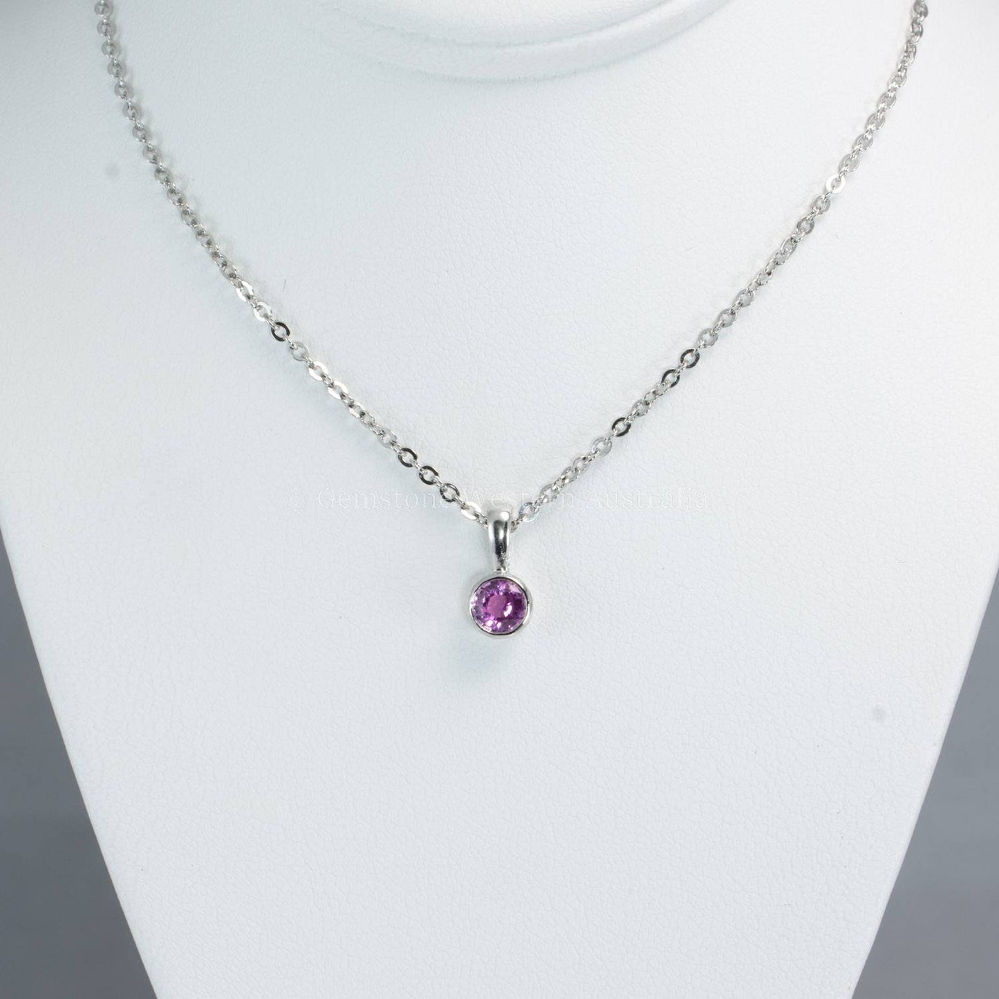 Platinum Pendant with Round Pink Sapphire | Bezel-Set Sapphire Pendant