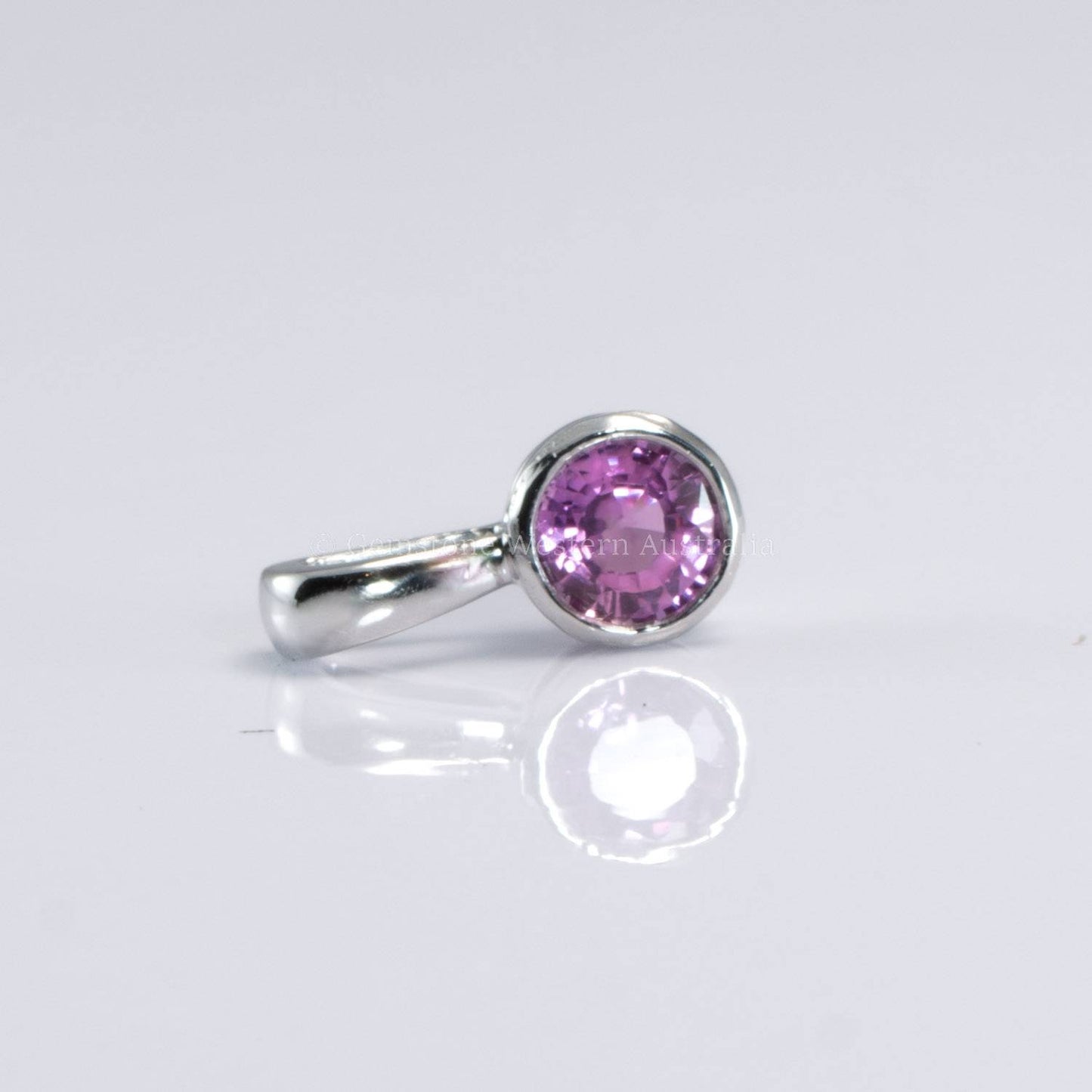 Platinum Pendant with Round Pink Sapphire | Bezel-Set Sapphire Pendant