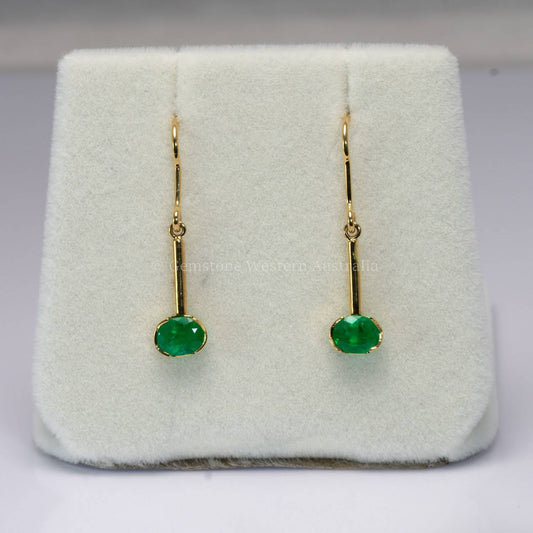 Dangling Emerald Earrings| Colombian Emerald Earrings in 18K Gold