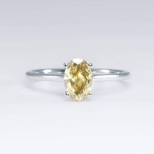 GIA 0.91ct Fancy Brownish Yellow Diamond Solitaire Ring in Platinum