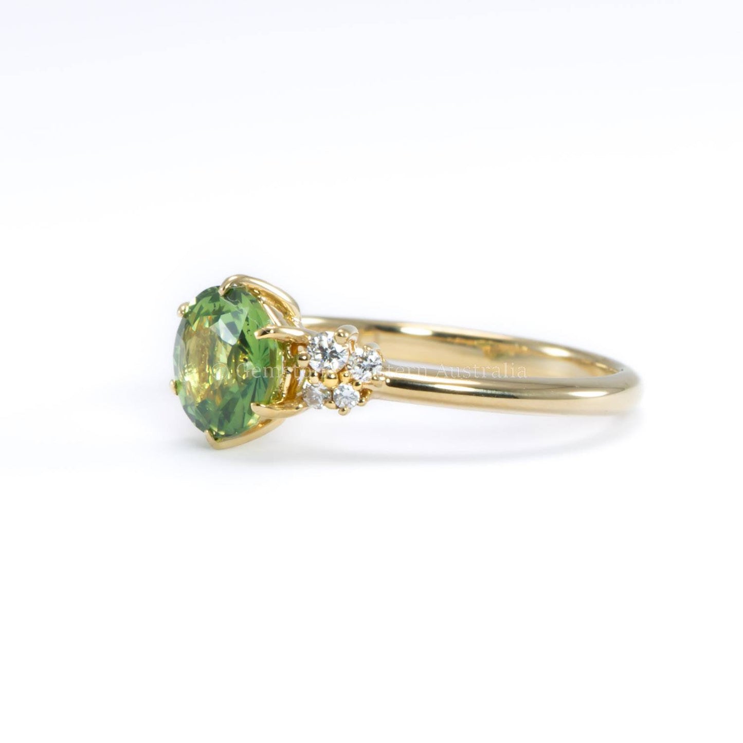 1.50ct Natural Unheated Teal Green Sapphire Ring in 18K Yellow Gold