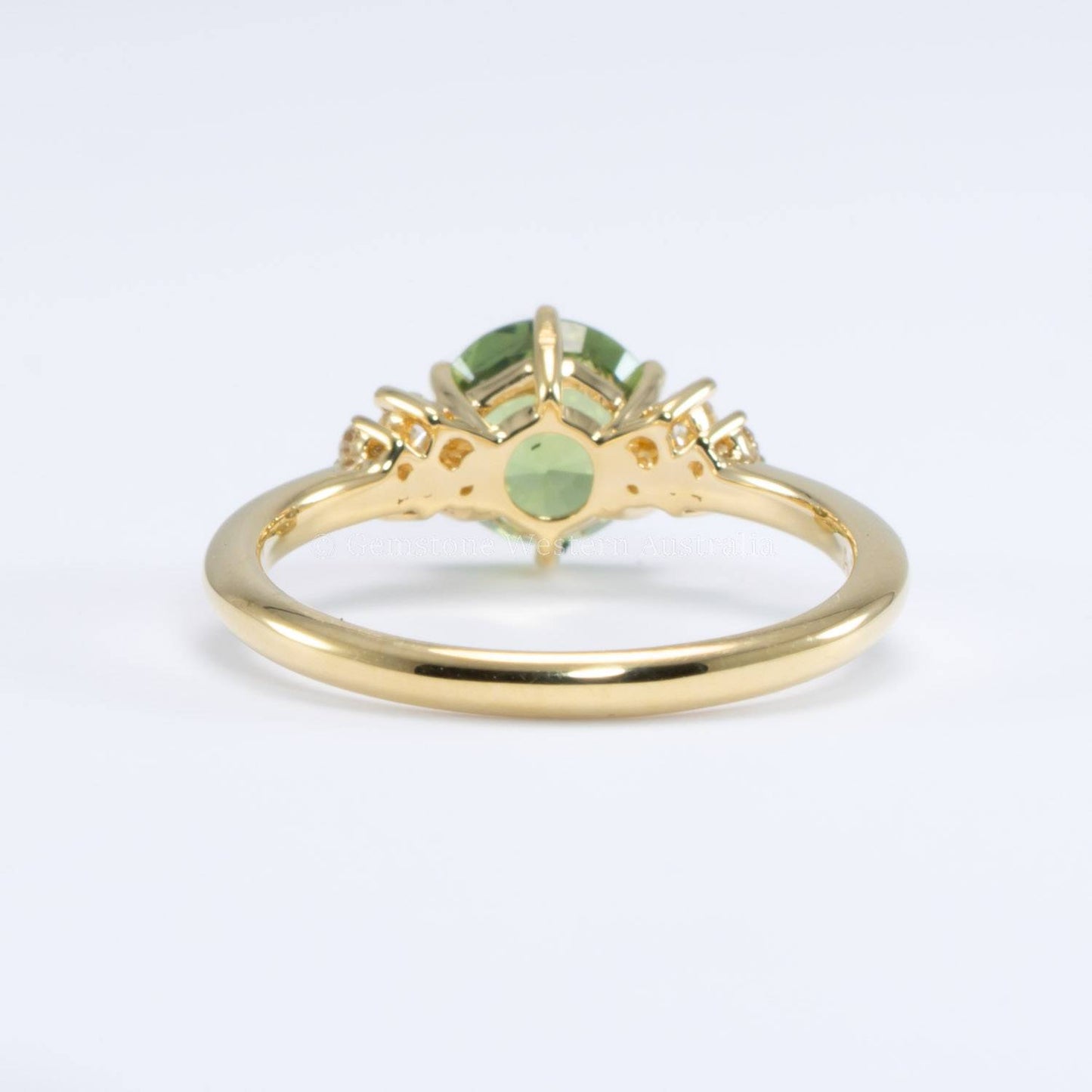 1.50ct Natural Unheated Teal Green Sapphire Ring in 18K Yellow Gold