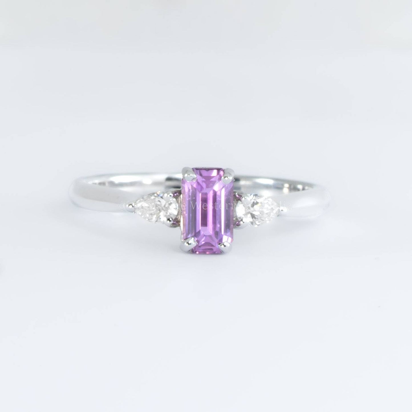 Unheated Pink Sapphire and Diamond Ring in White Gold
