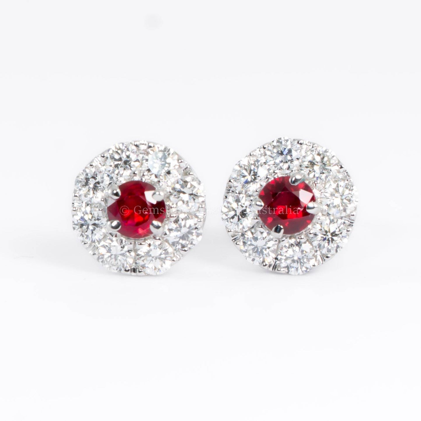 1.52ct Natural Ruby and Diamond Halo Earrings