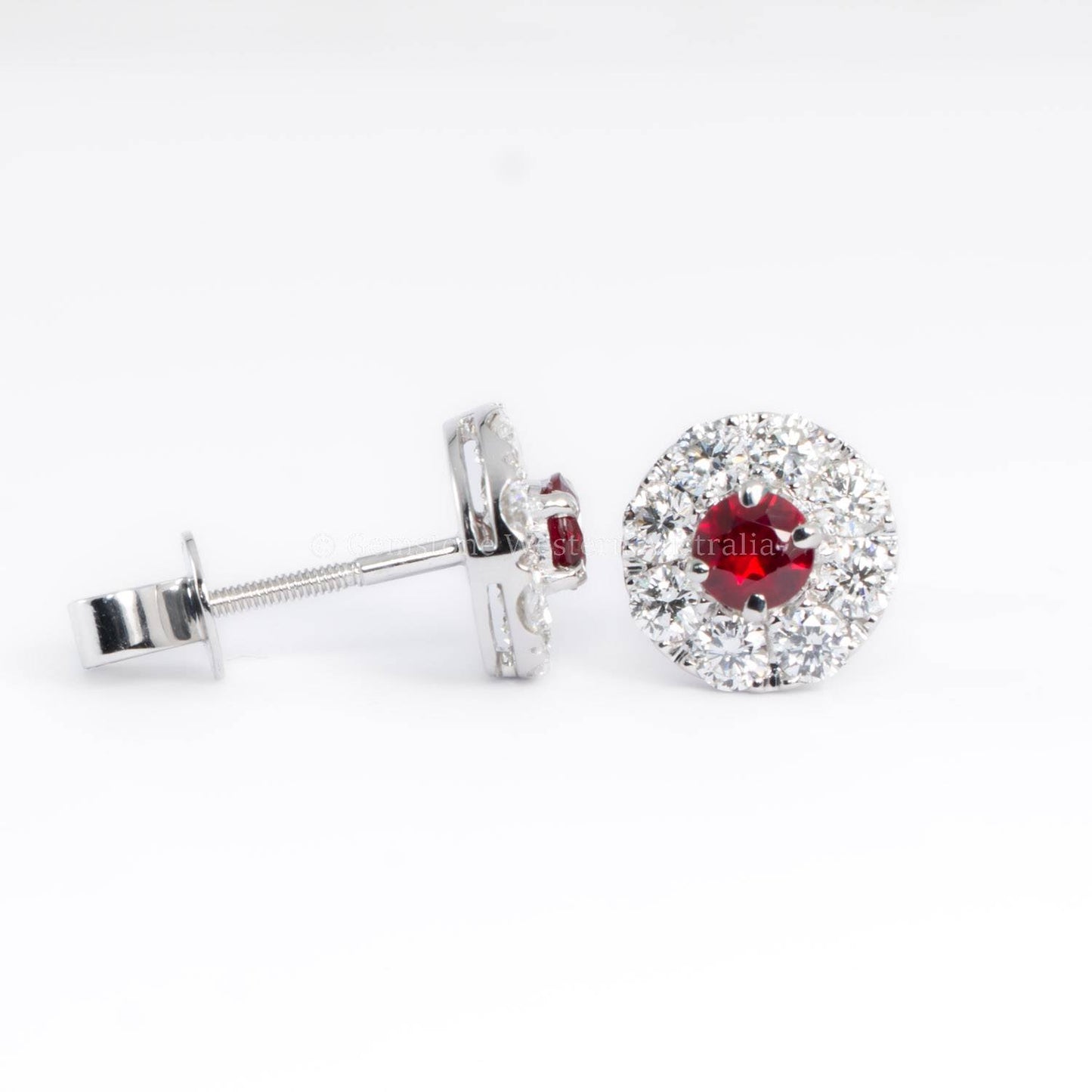 1.52ct Natural Ruby and Diamond Halo Earrings