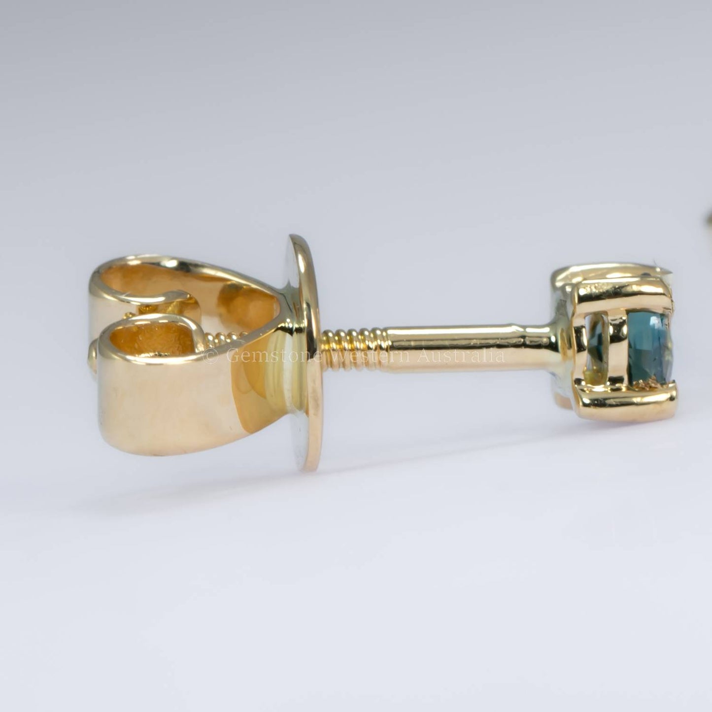 Australian Teal Sapphire Stud Earrings in 18K Yellow Gold - 0.42ct
