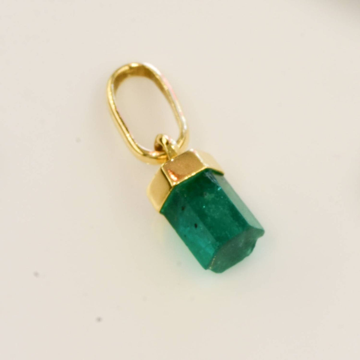 Natural Rough Colombian Emerald Pendant in 18K Yellow Gold