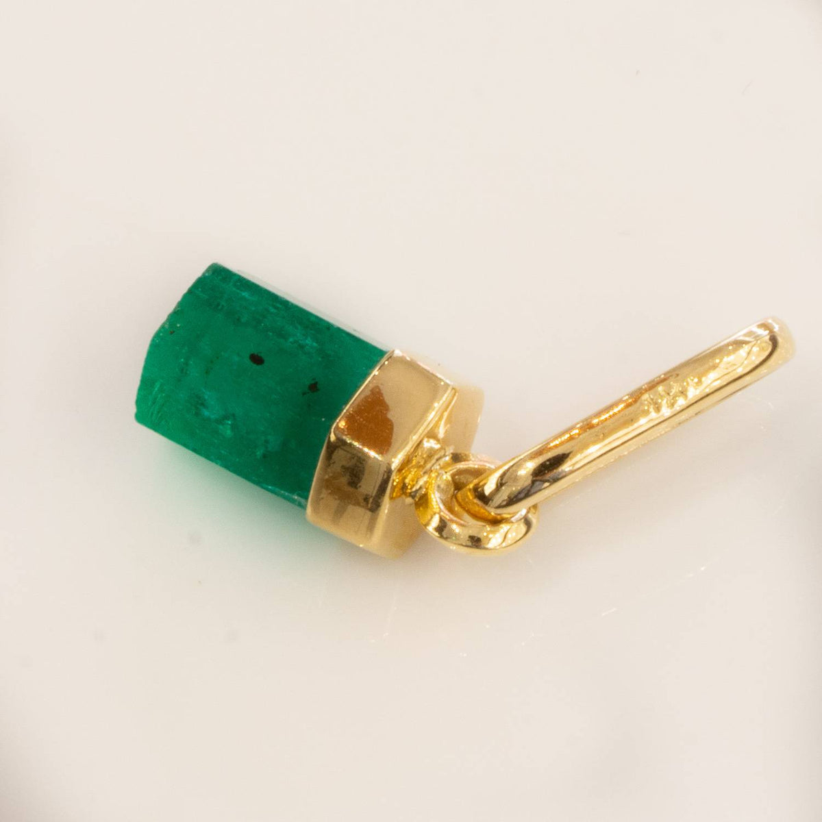 Natural Rough Colombian Emerald Pendant in 18K Yellow Gold