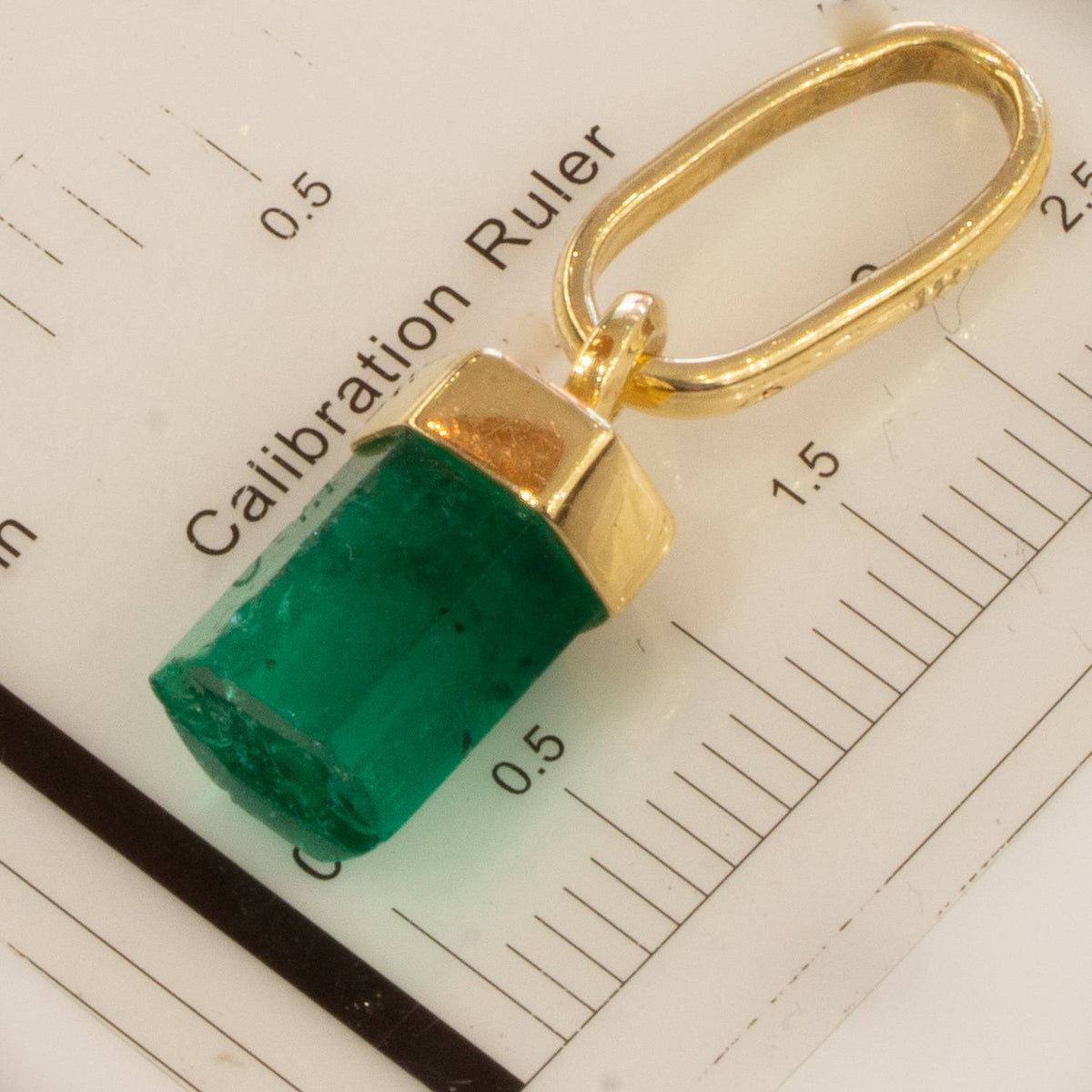 Natural Rough Colombian Emerald Pendant in 18K Yellow Gold