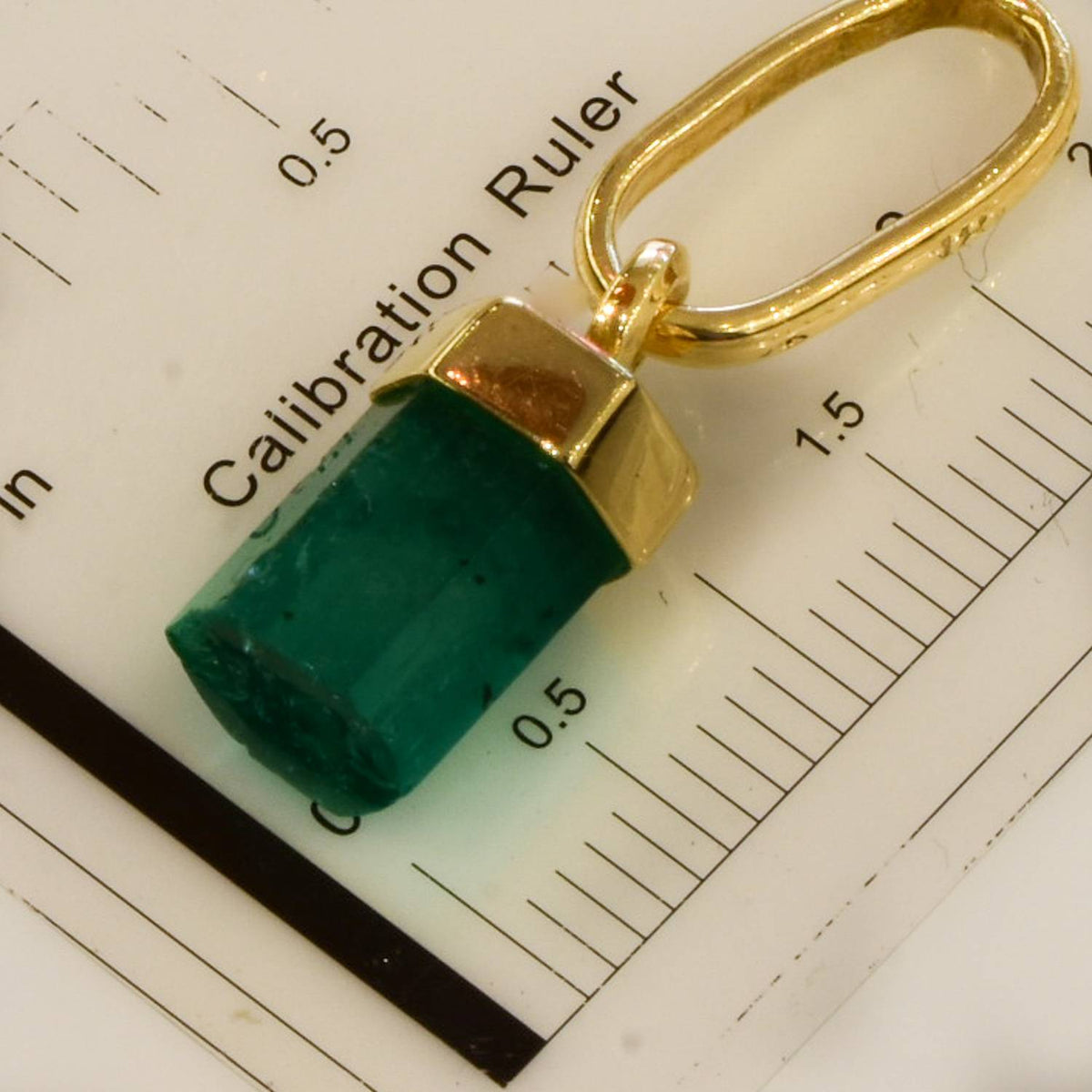 Natural Rough Colombian Emerald Pendant in 18K Yellow Gold