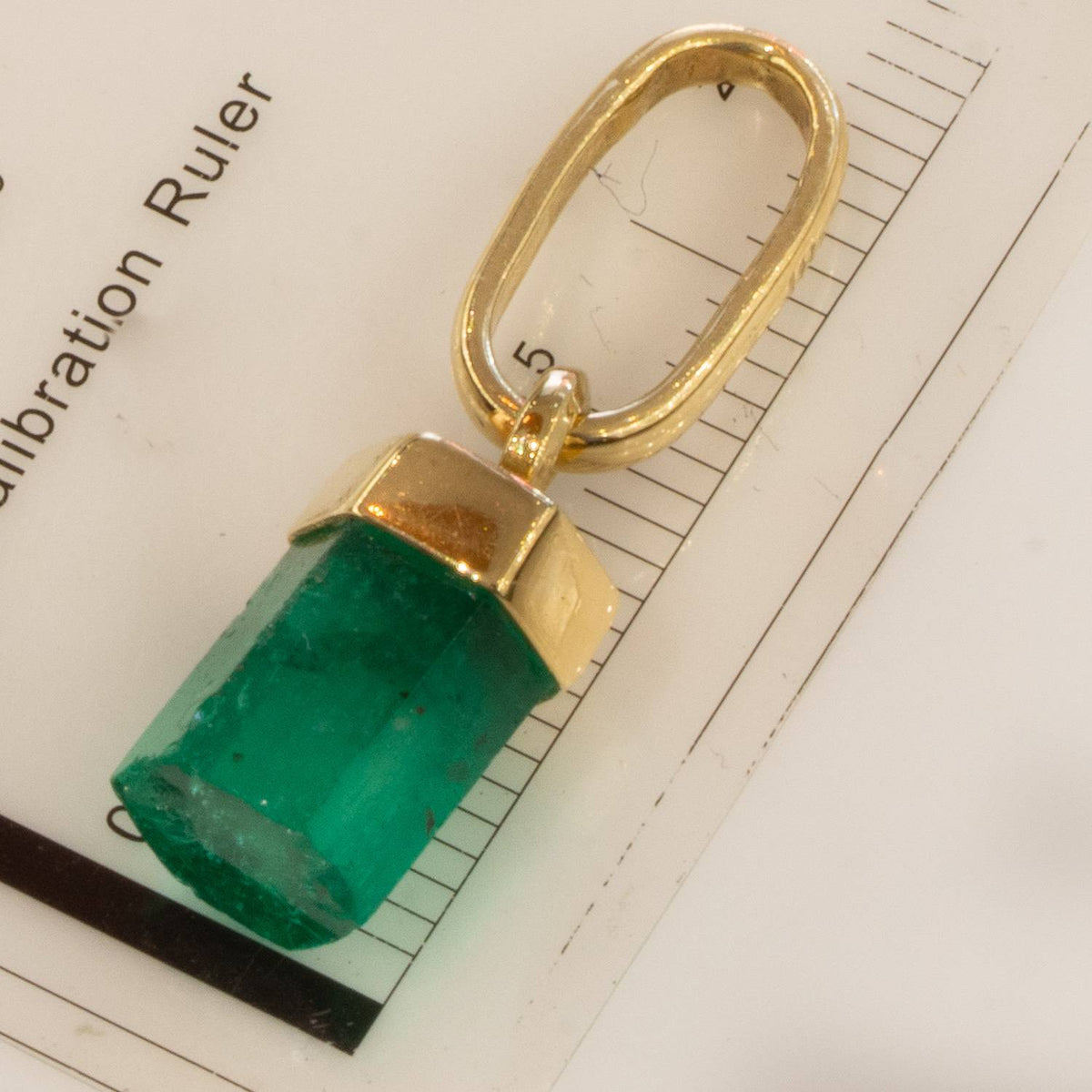 Natural Rough Colombian Emerald Pendant in 18K Yellow Gold