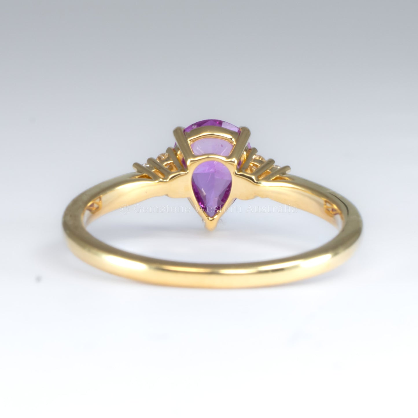 Pear Cut Natural Unheated Pink Sapphire Ring in 18K Yellow Gold