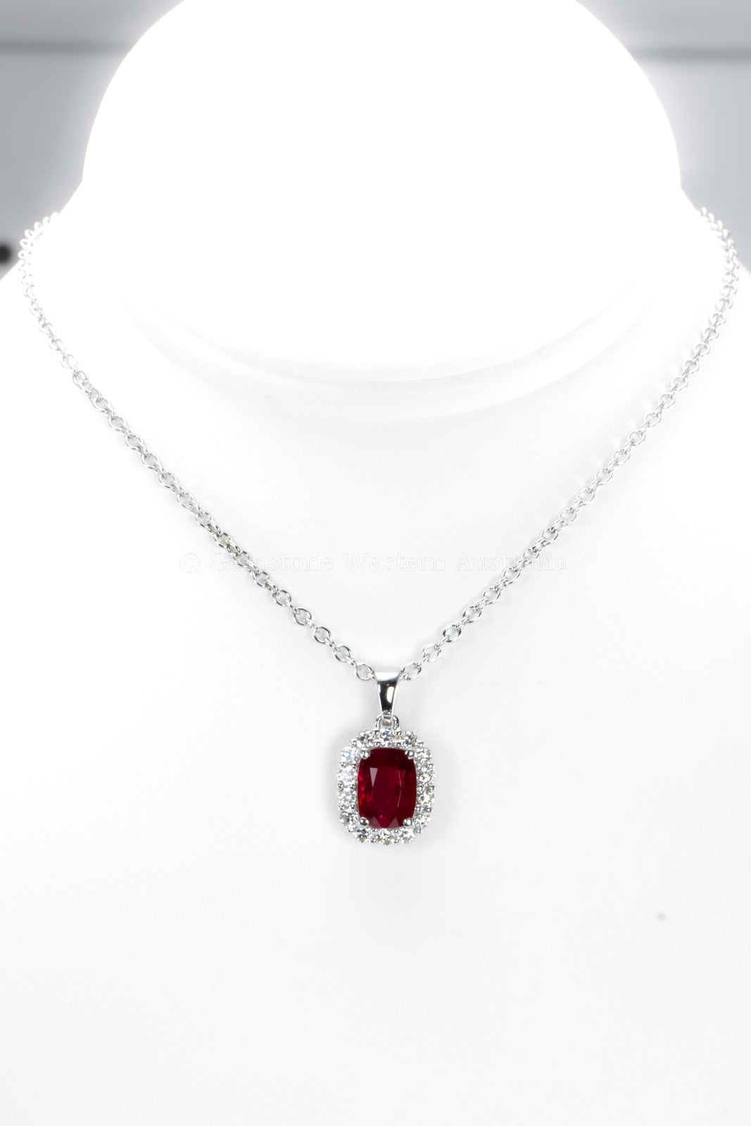 1.05ct Natural Unheated Ruby Pendant with Diamond Halo in Platinum 950