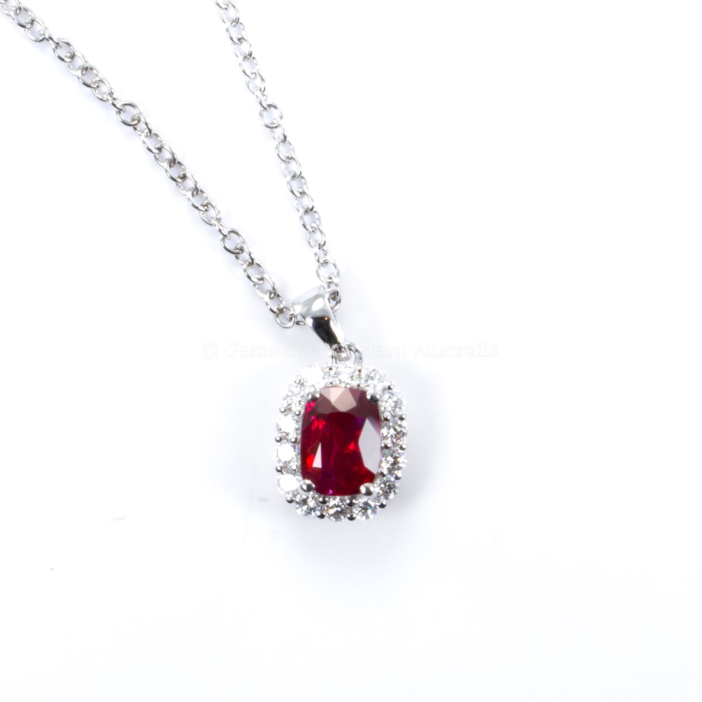 1.05ct Natural Unheated Ruby Pendant with Diamond Halo in Platinum 950