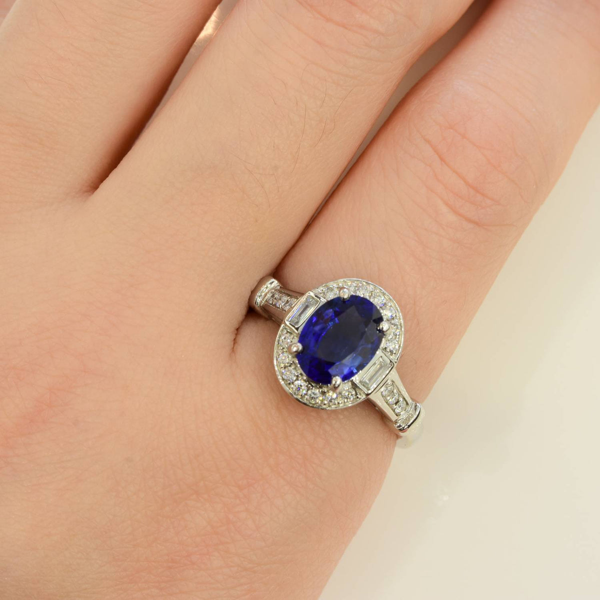 Art Deco sapphire and Diamonds Ring 18K Gold