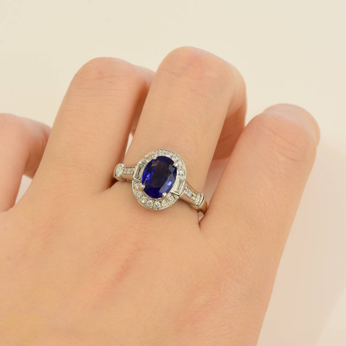 Art Deco sapphire and Diamonds Ring 18K Gold