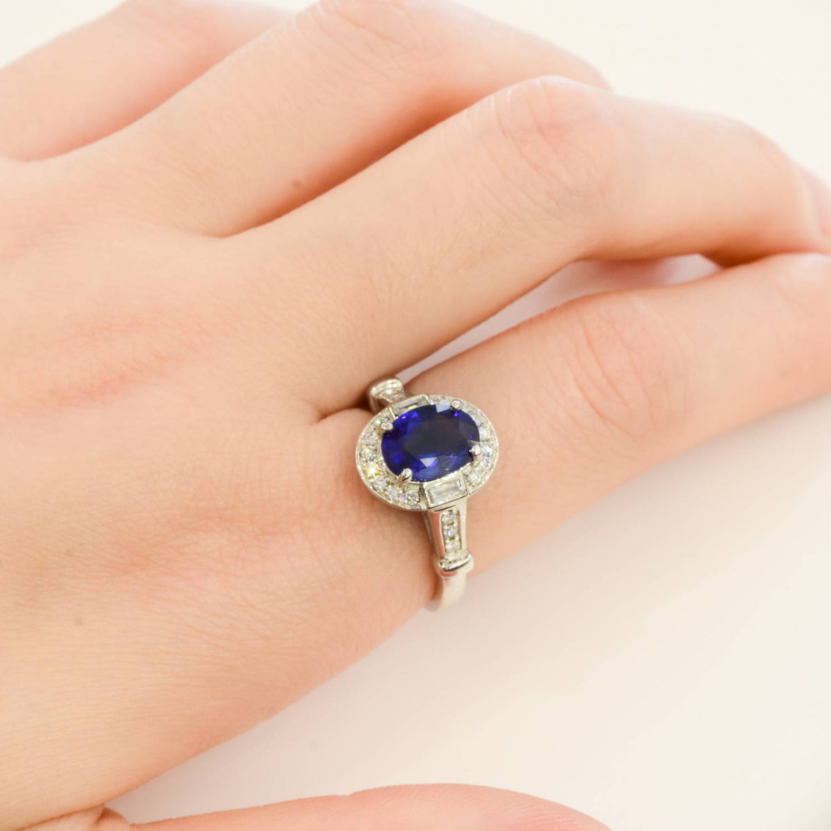 Art Deco sapphire and Diamonds Ring 18K Gold