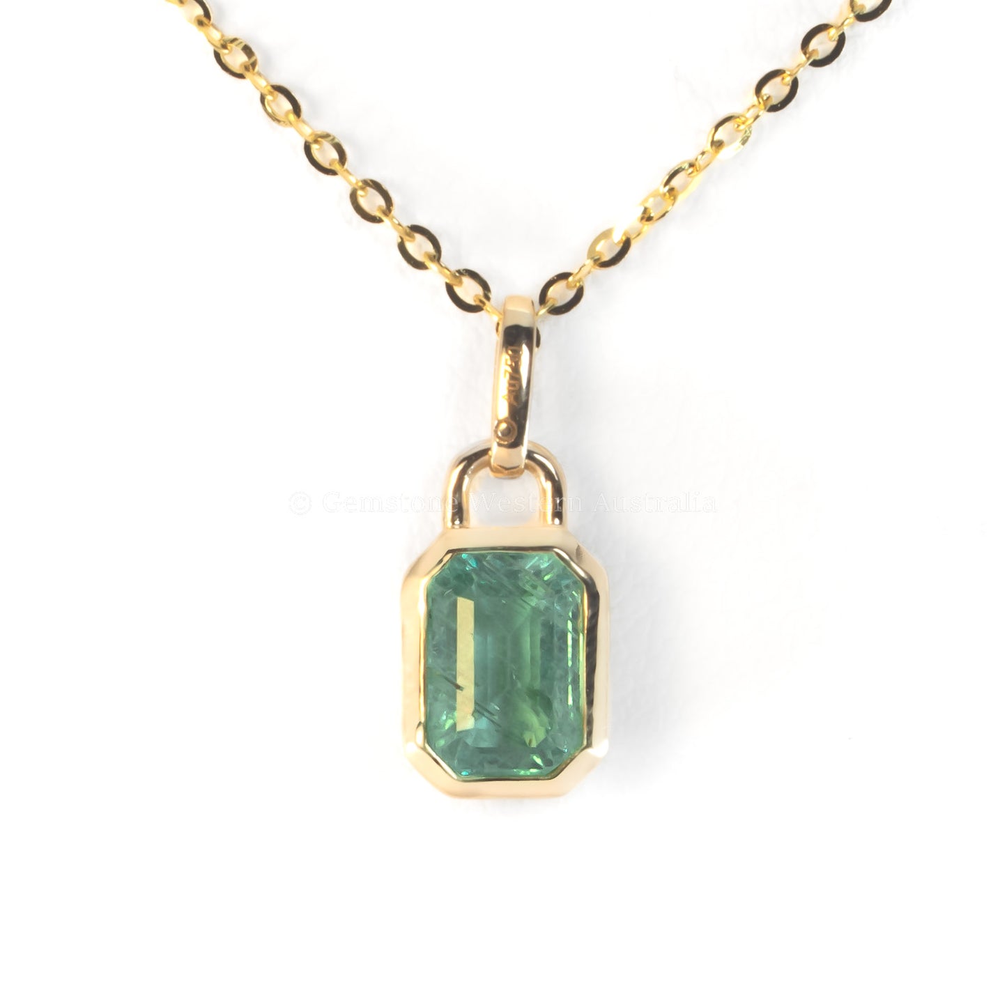 0.91ct Natural Elongated Emerald Cut Emerald Pendant | 18K Yellow Gold