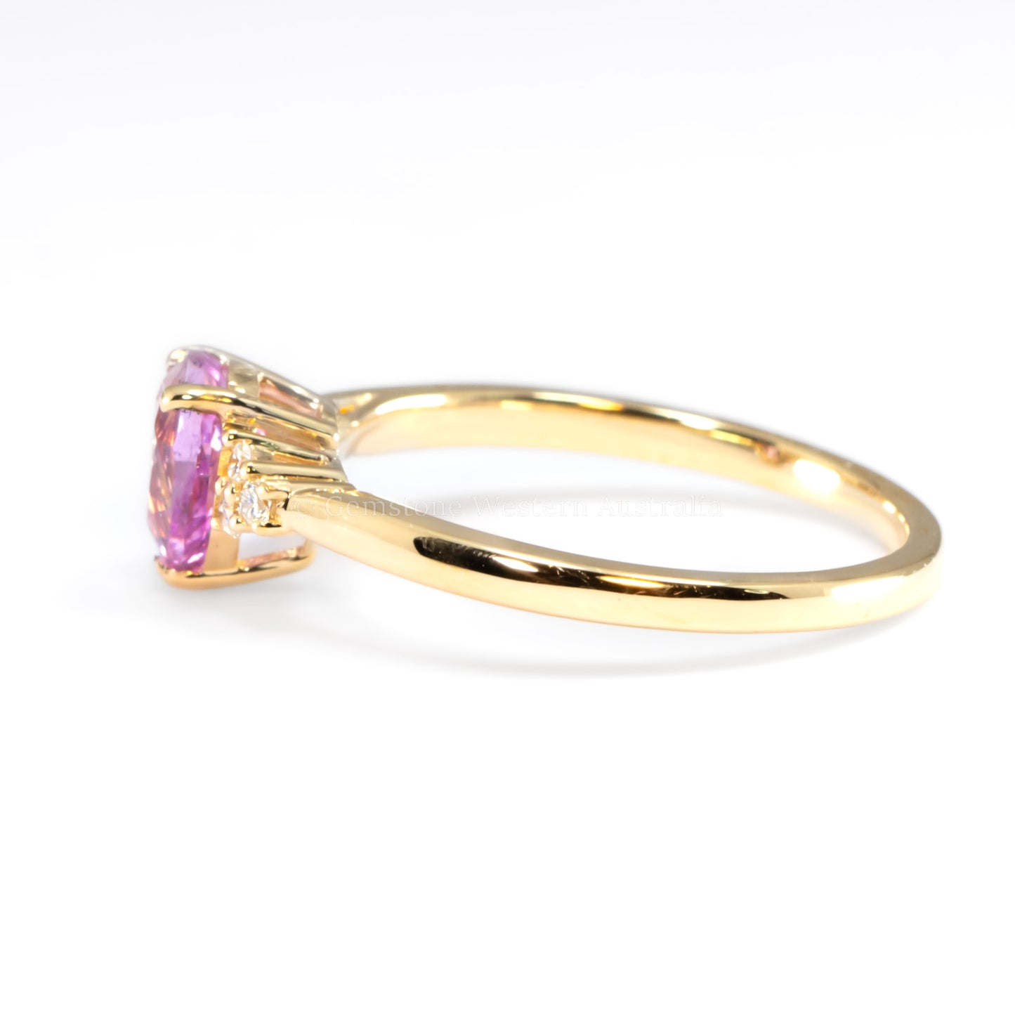 Unheated Pear Cut Pink Sapphire Ring with Diamond Cluster in 18K Yellow Gold
