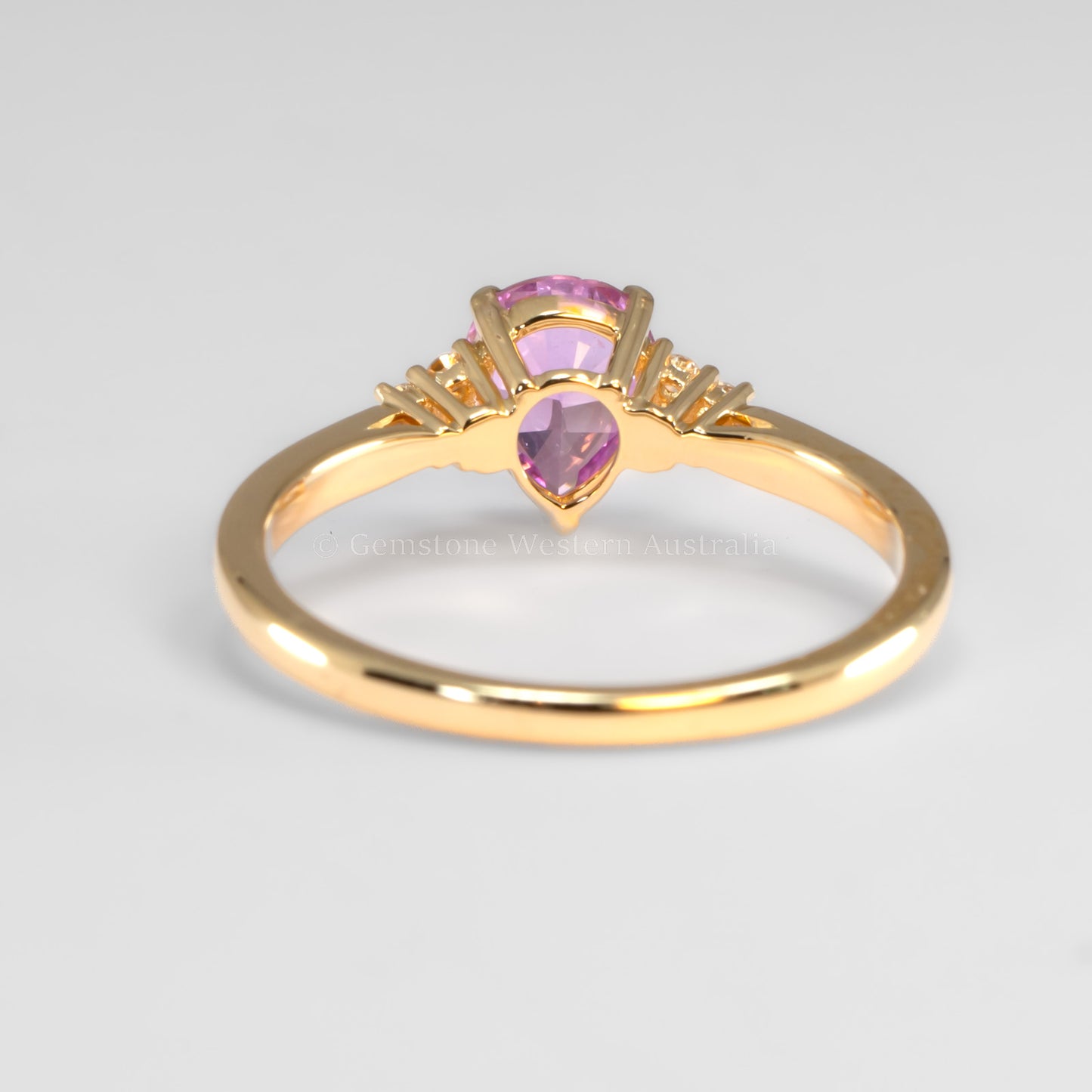 Unheated Pear Cut Pink Sapphire Ring with Diamond Cluster in 18K Yellow Gold