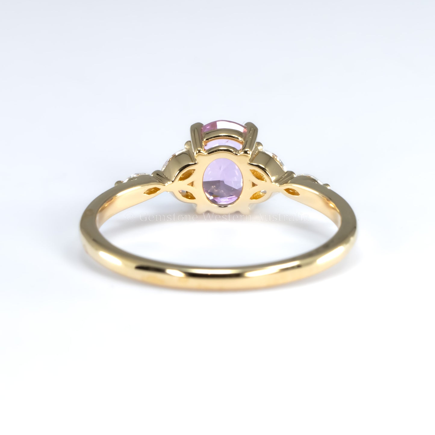 Unheated 1.34ct Baby Pink Sapphire Ring with Marquise Diamond Accents in 18K Yellow Gold