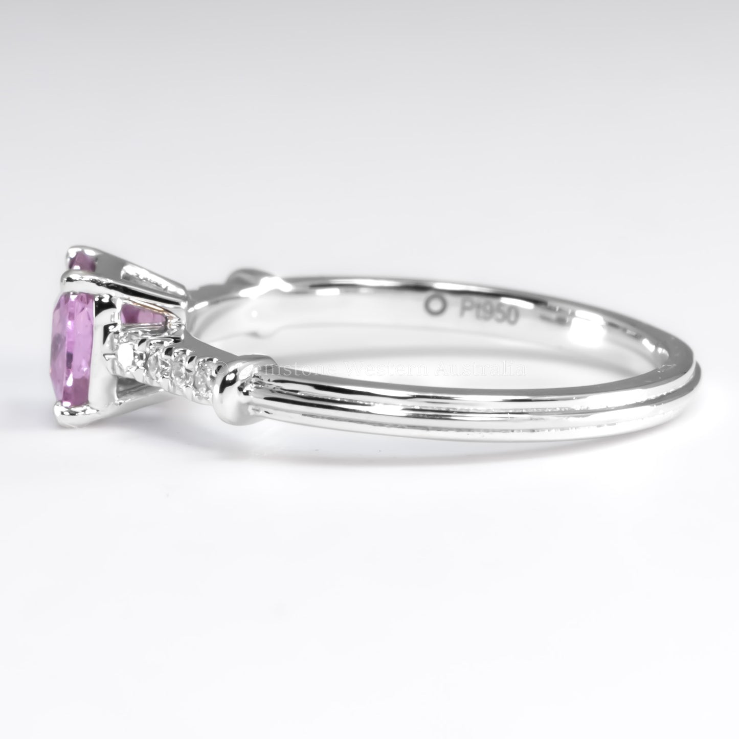 0.67ct Octagon Cut Pink Sapphire and Diamond Ring in Platinum