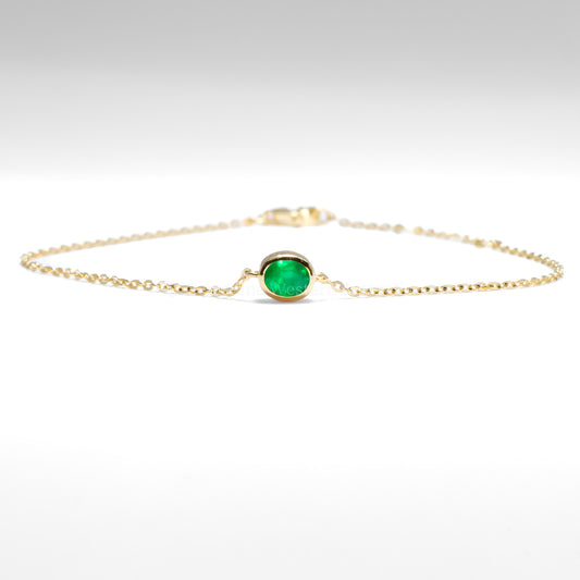 18K Yellow Gold Colombian Emerald Bracelet