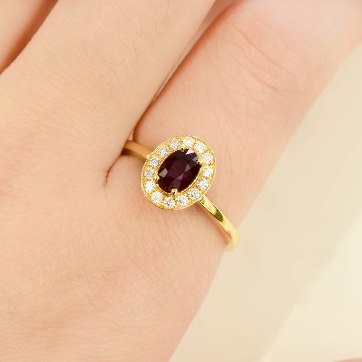 Natural Unheated Ruby Diamonds Ring and Wedding Band 18K Gold
