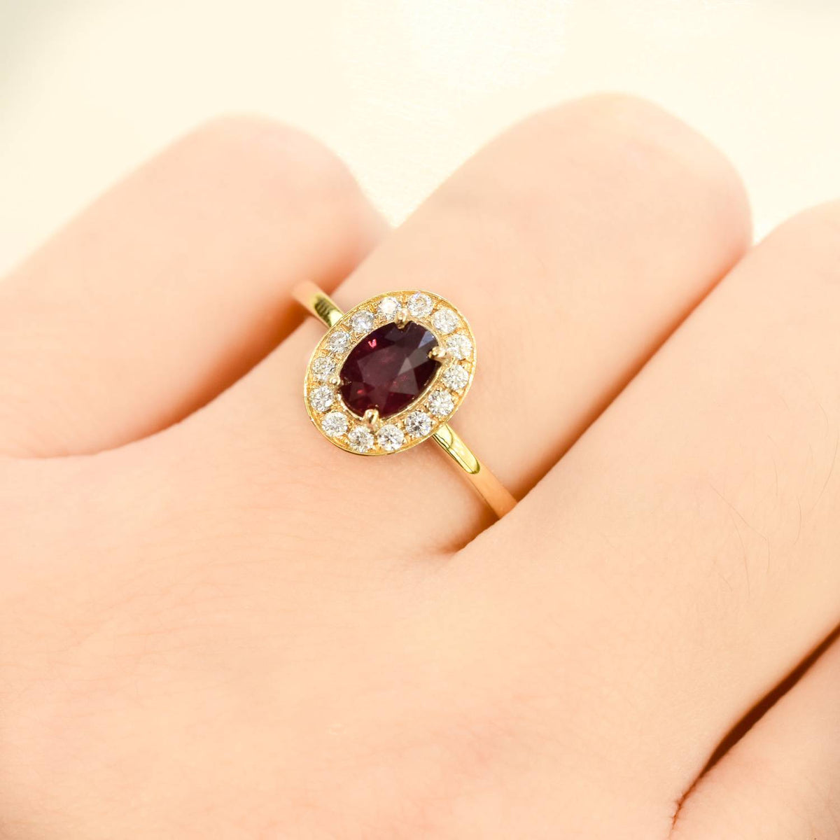 Natural Unheated Ruby Diamonds Ring and Wedding Band 18K Gold