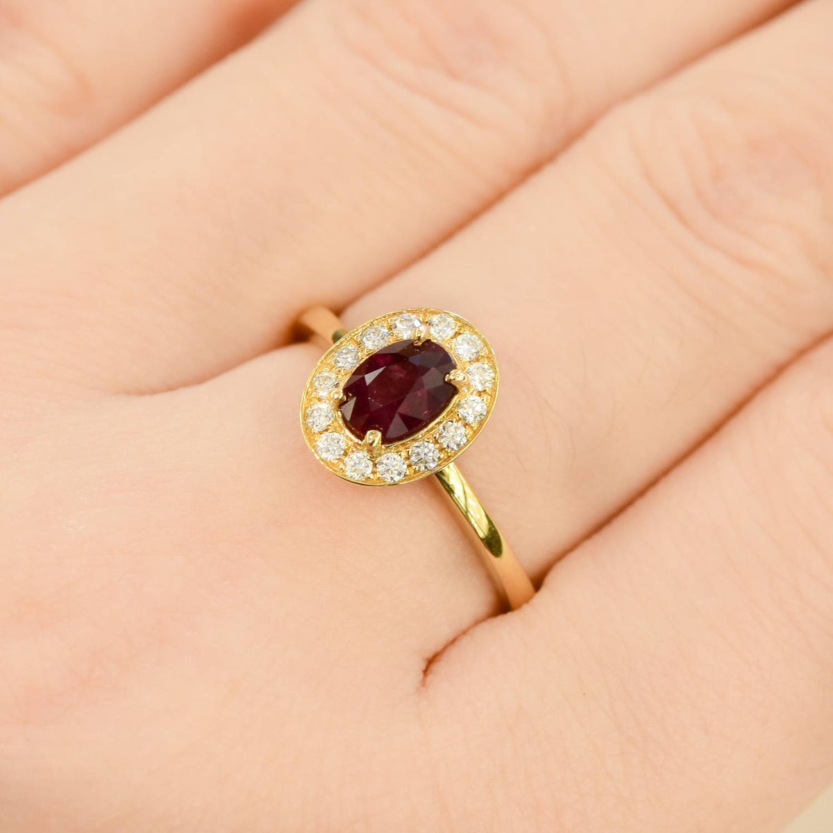 Natural Unheated Ruby Diamonds Ring and Wedding Band 18K Gold