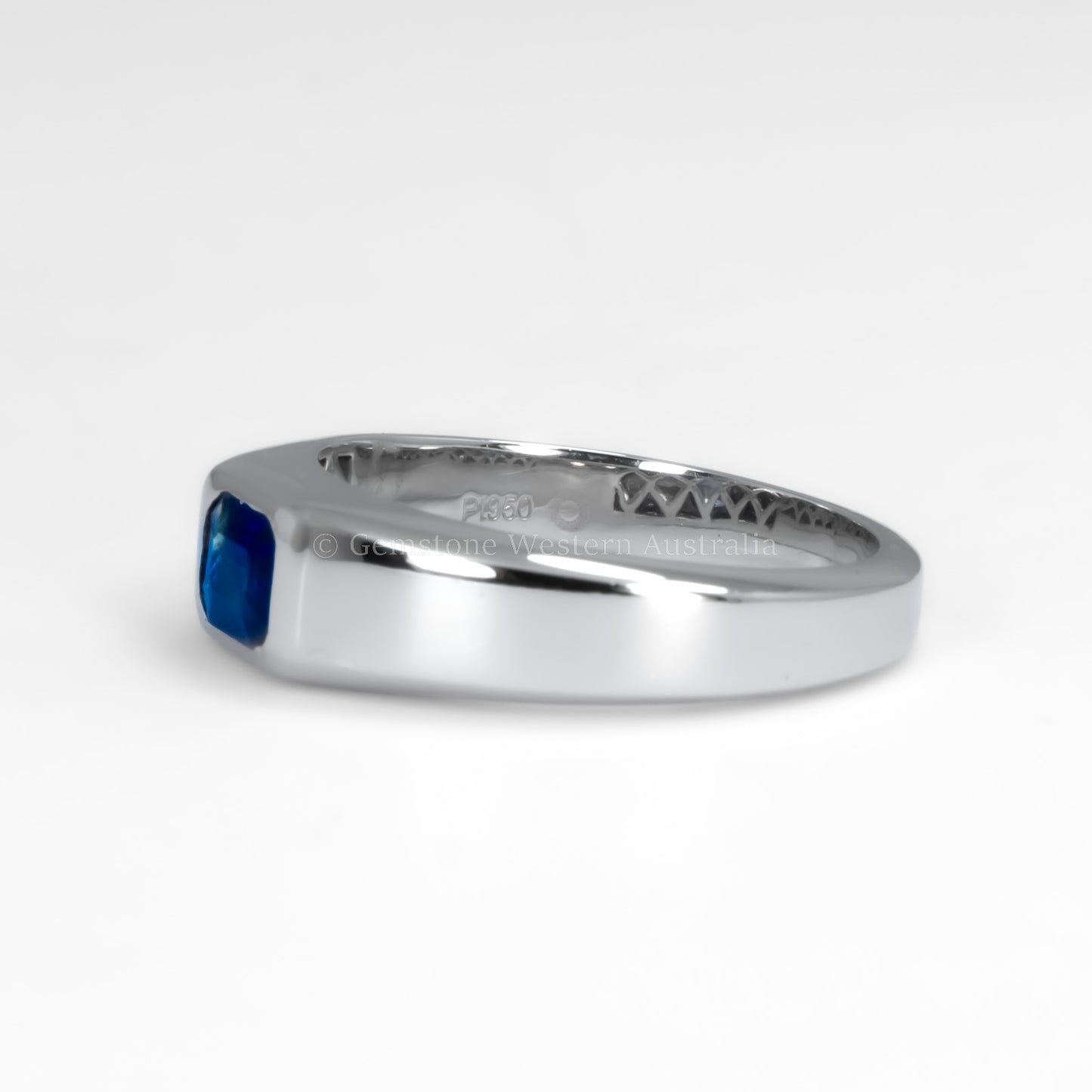 Platinum Men’s Ring with Bezel-Set Blue Sapphire