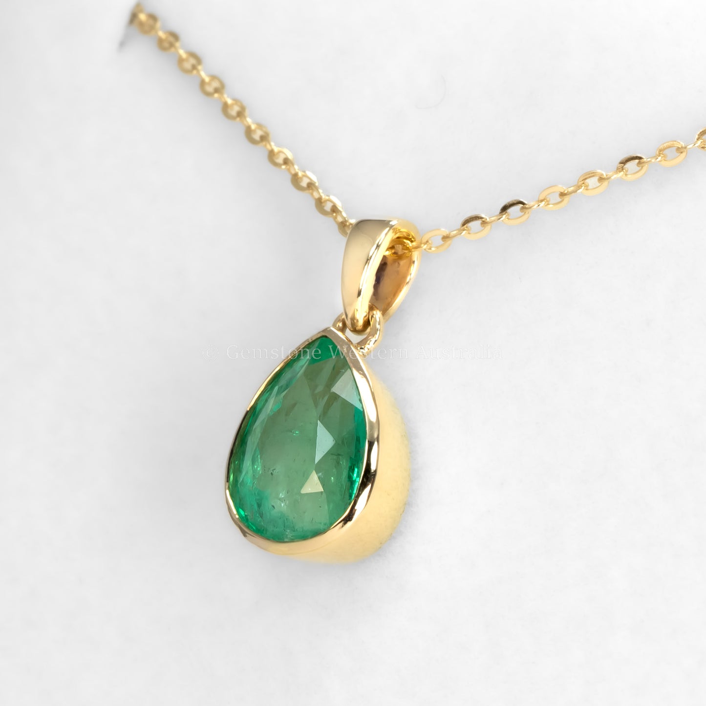 2.03ct Pear-Shaped Colombian Emerald Bezel Pendant in 18K Yellow Gold