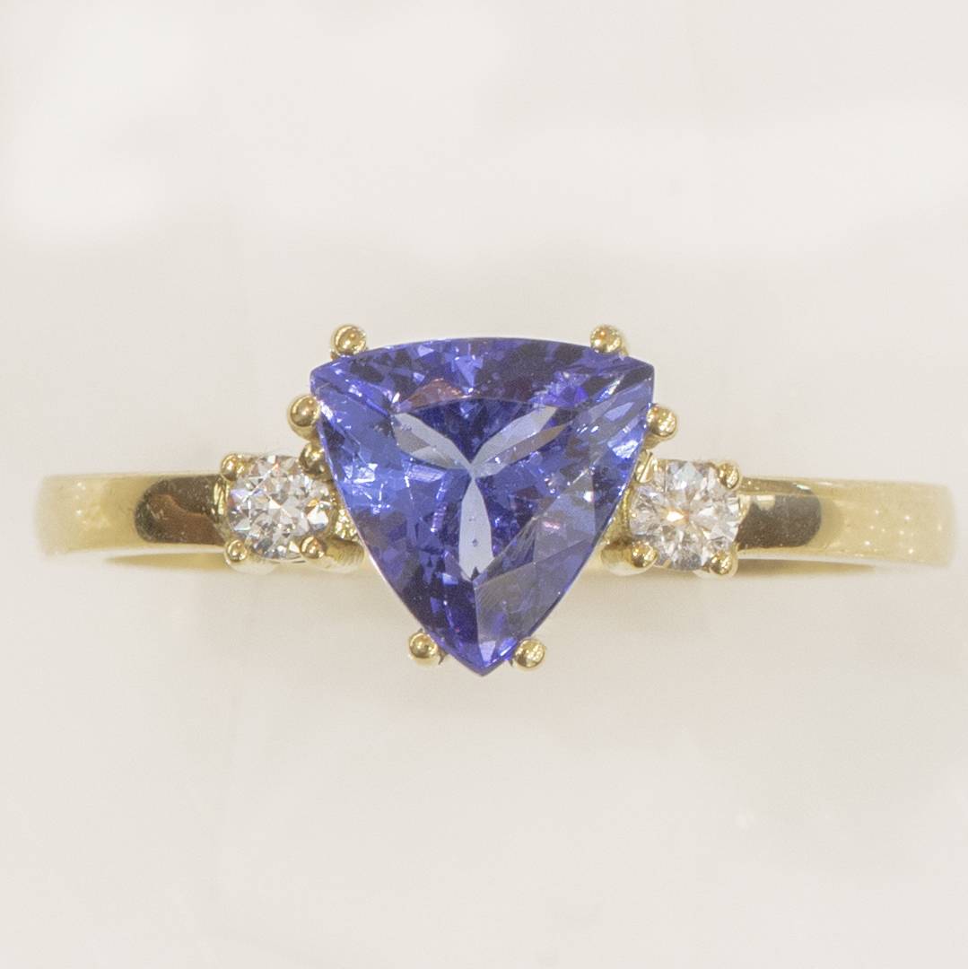 Solitaire Tanzanite and Diamond Ring