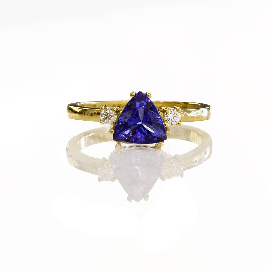 Solitaire Tanzanite and Diamond Ring