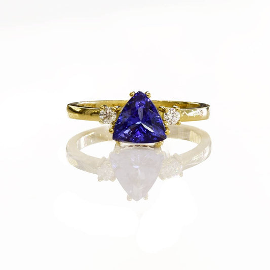 Solitaire Tanzanite and Diamond Ring