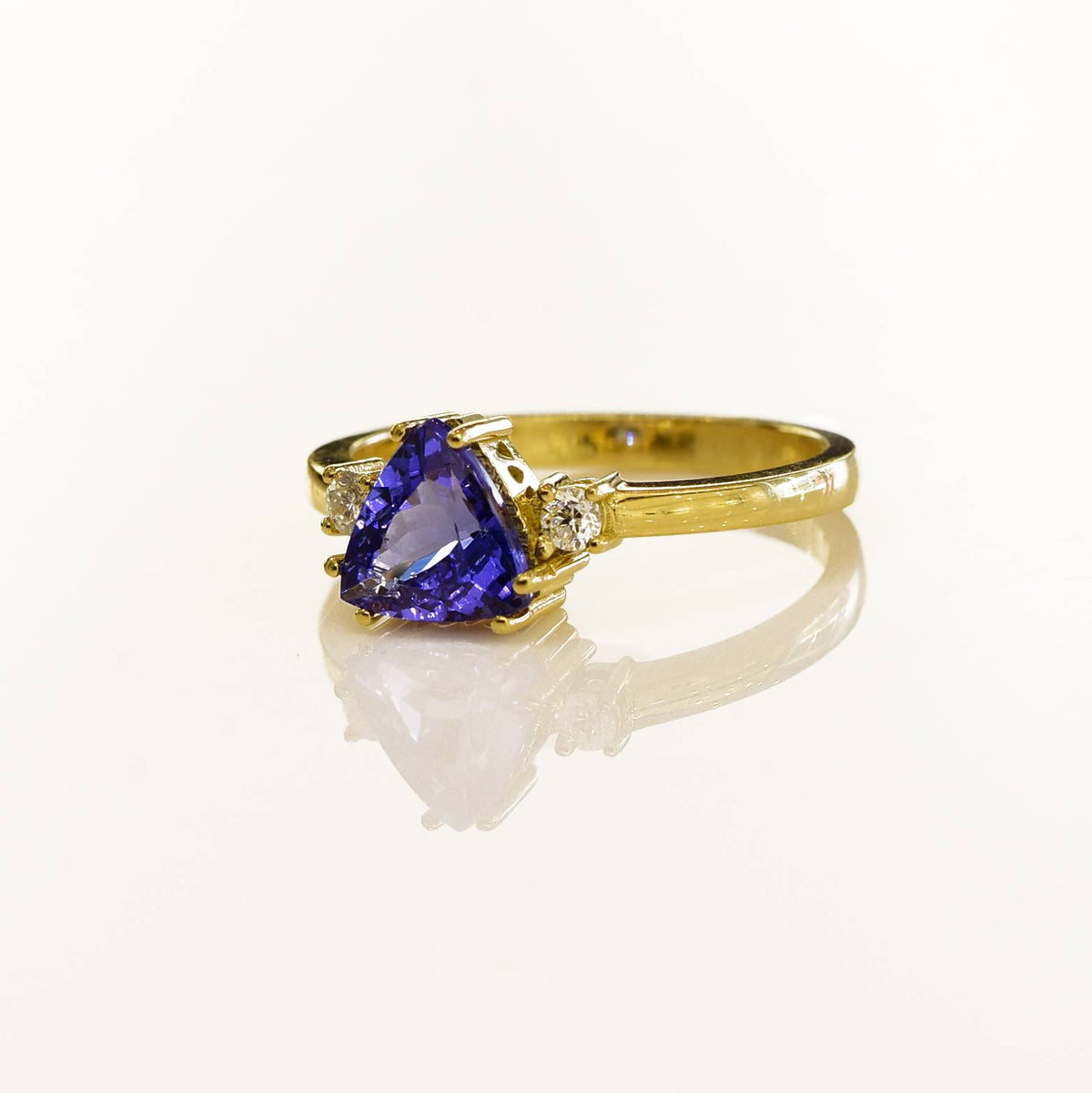 Solitaire Tanzanite and Diamond Ring