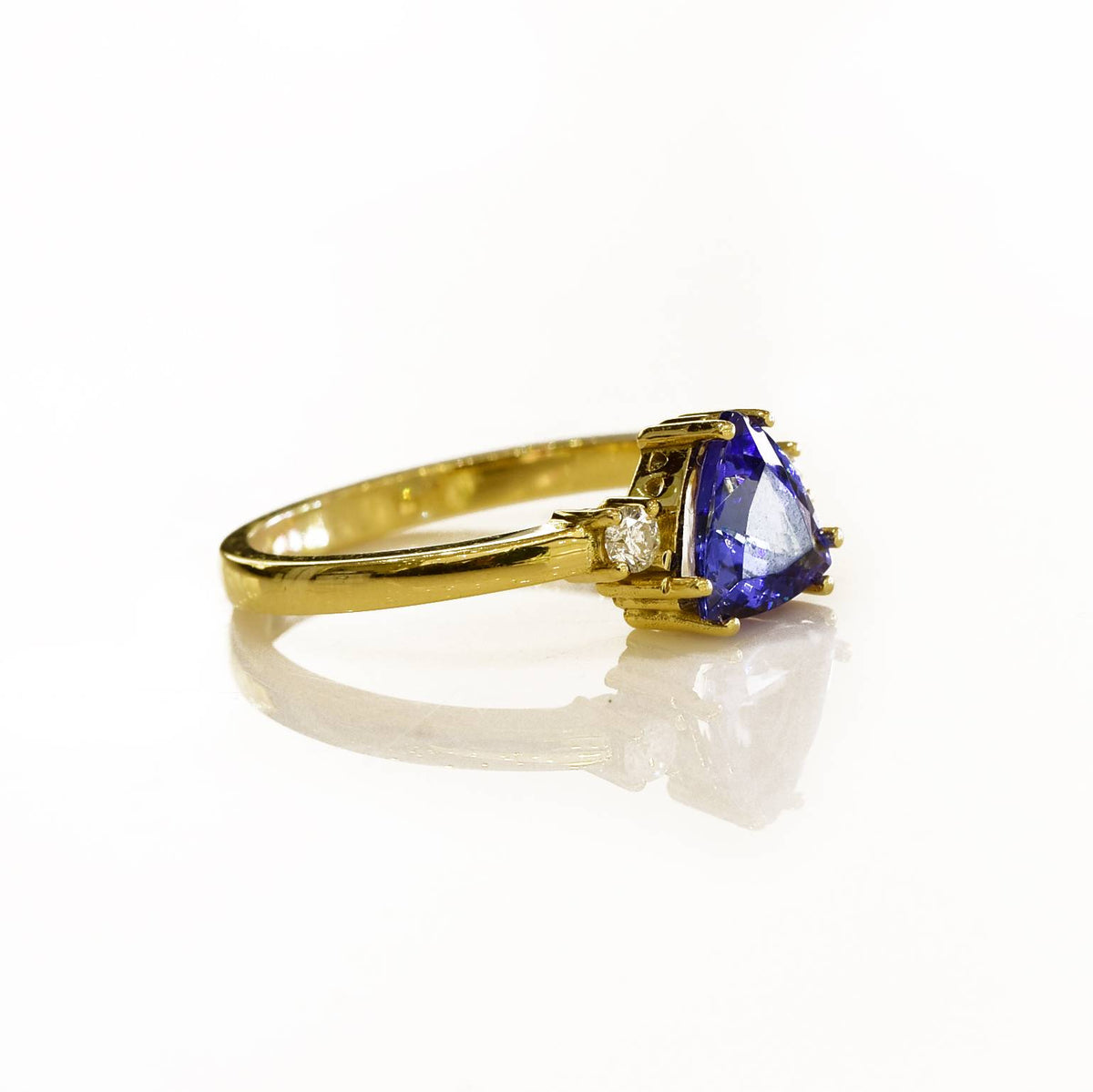 Solitaire Tanzanite and Diamond Ring