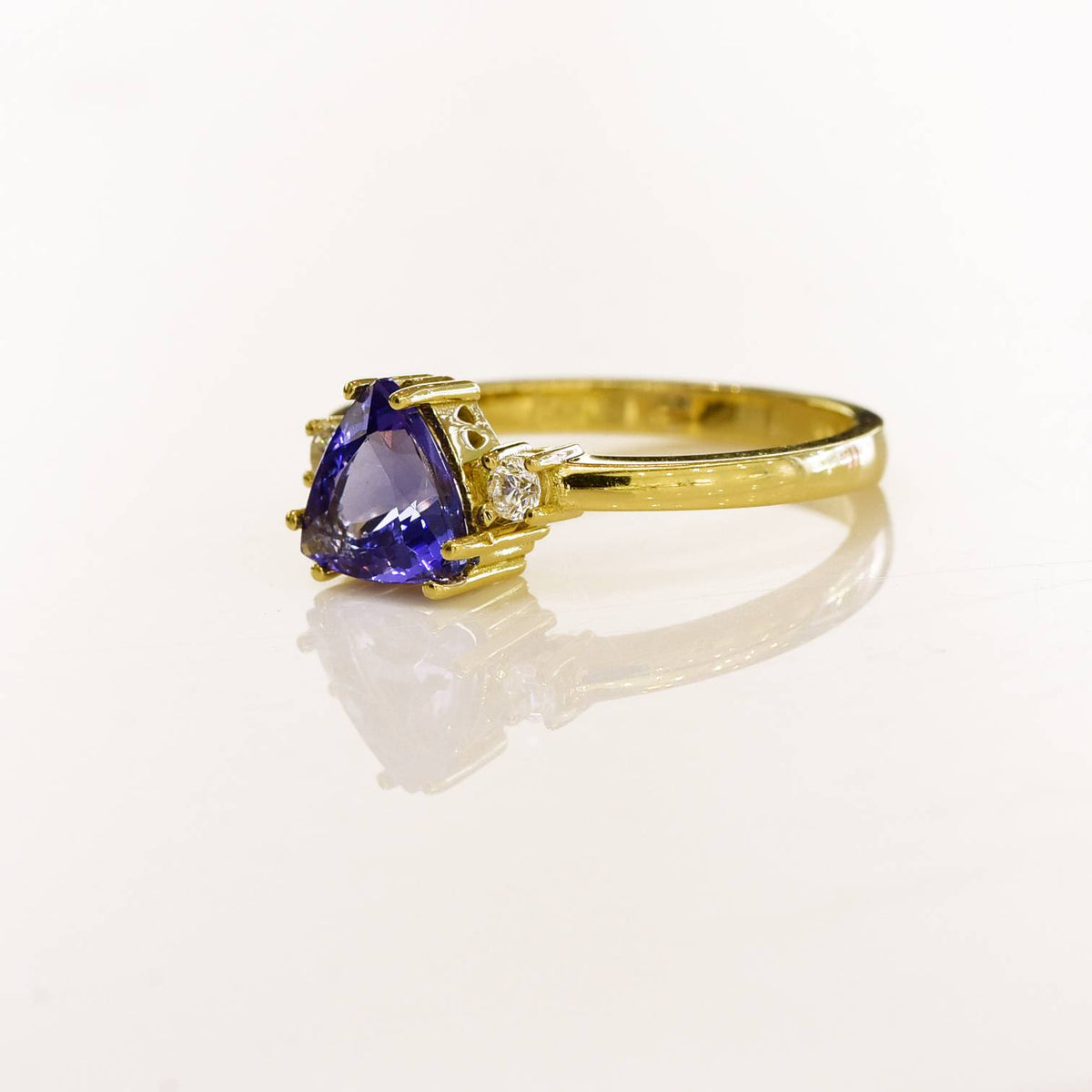 Solitaire Tanzanite and Diamond Ring