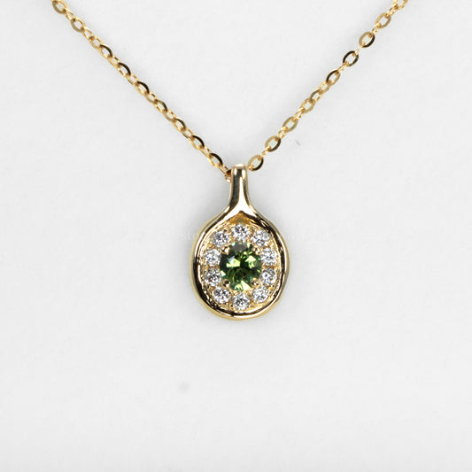 Oval Alexandrite Pendant with Diamond Halo in 18K Yellow Gold