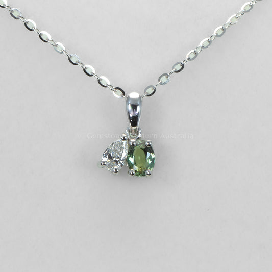 Toi et Moi Platinum Pendant with Alexandrite and Pear Diamond