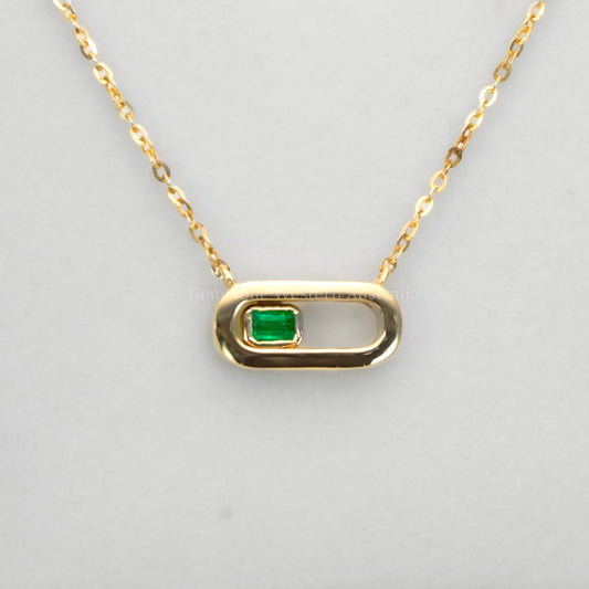 Sliding Emerald Pendant in 18K Yellow Gold