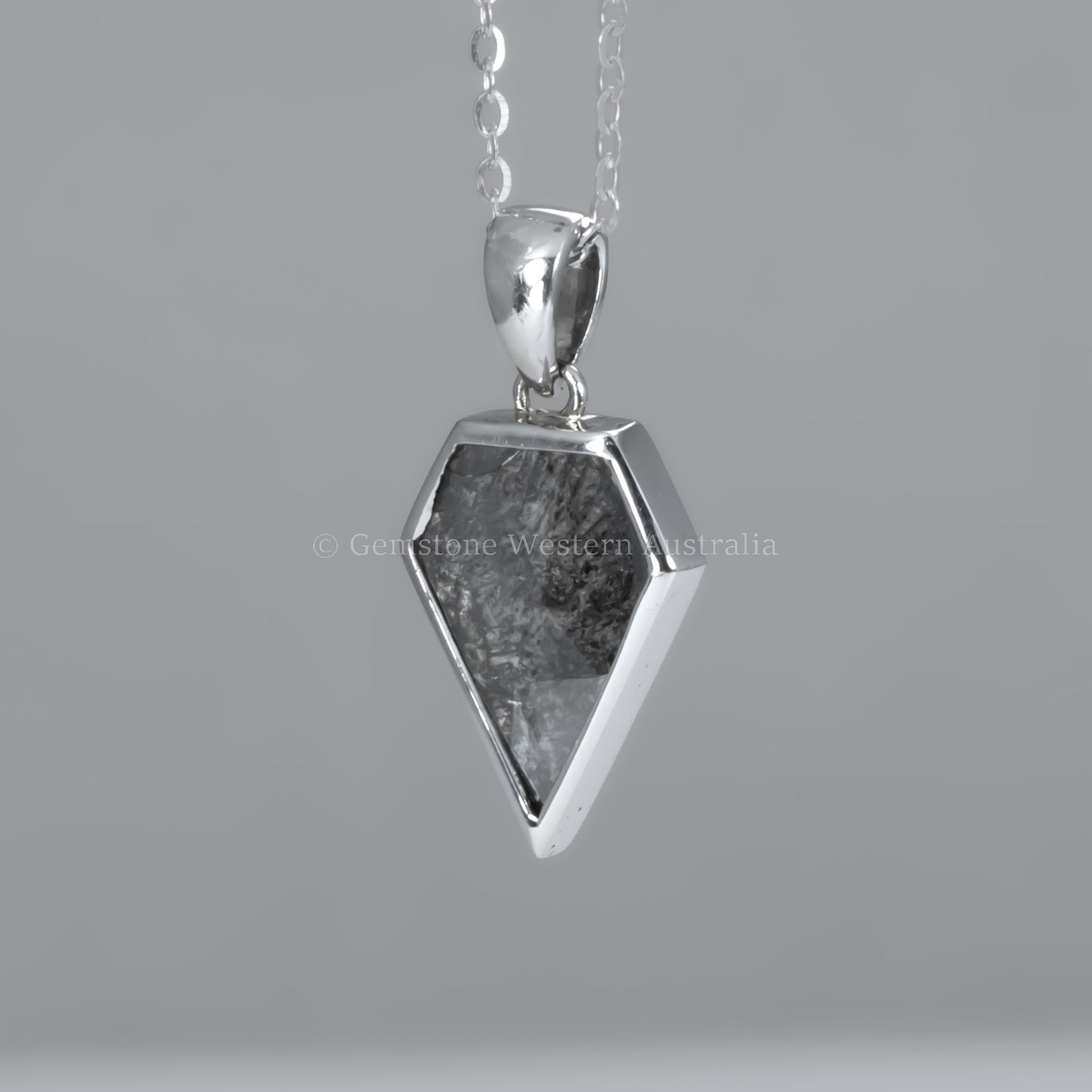 Salt and Pepper Diamond Pendant in 18K White Gold – Shield Cut