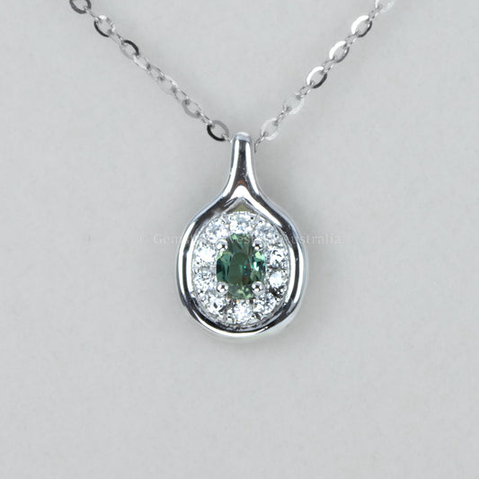 Platinum Alexandrite and Diamond Pendant with Oval Cut Centre