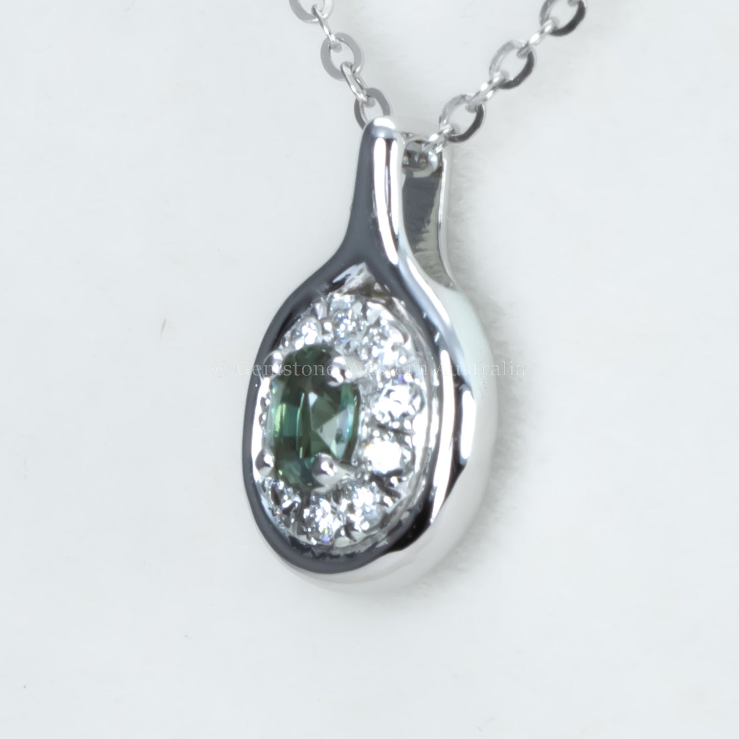 Platinum Alexandrite and Diamond Pendant with Oval Cut Centre