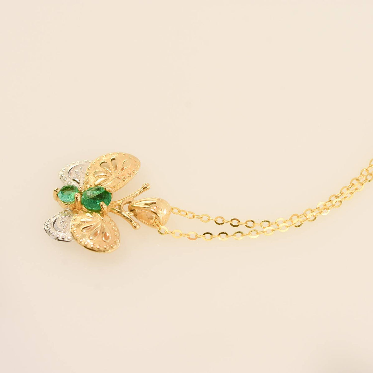 Emerald Butterfly Pendant Colombian Emeralds in 18K Gold