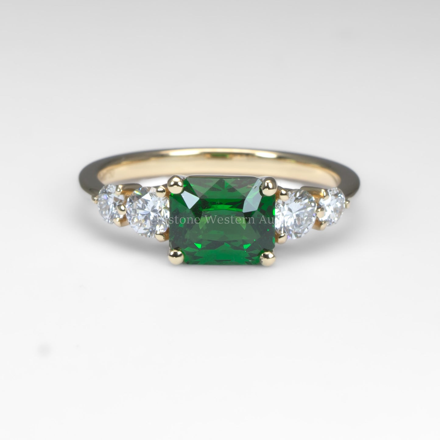 Natural Tsavorite Garnet Ring with GIA-Certified Diamonds