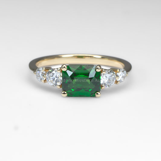 Natural Tsavorite Garnet Ring with GIA-Certified Diamonds