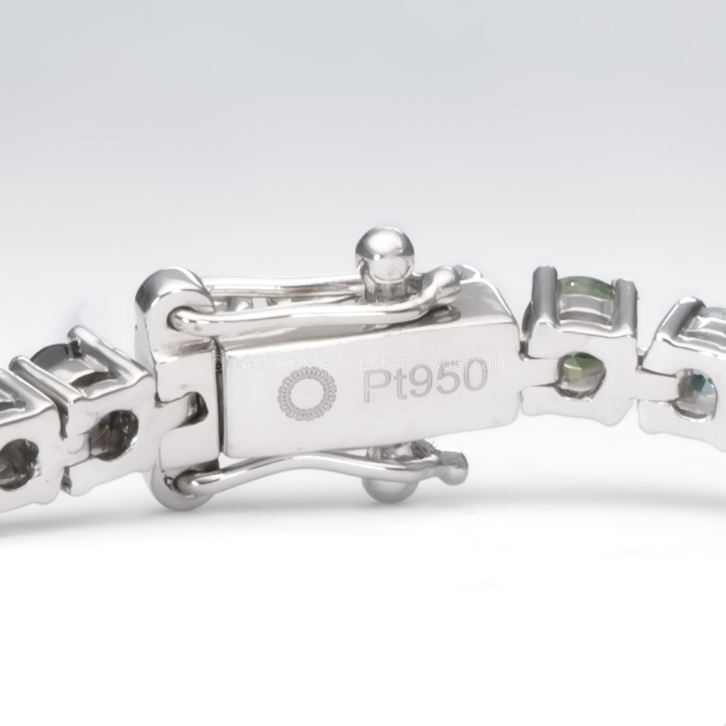 Australian Teal Sapphire Tennis Bracelet in Platinum 950